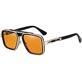 Trendy Retro Sunglasses for Men Women Stark Vintage Shades 70s Italian Fashion Square Metal Glasses