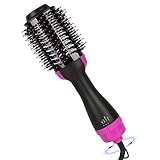Hot Air Brush One Step Hair Dryer and Styler, WEEFUN 4-in-1 Hair Dryer Brush Styler Negative Ionv Straighten & Curl Volumizer Brush for All Hair Types，Black