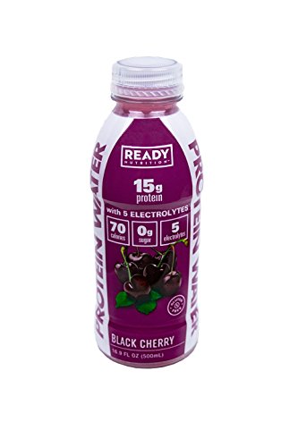 Ready Nutrition Protein Infused Water, 15g Whey Protein Isolate, 0 Sugar, NO Artificial Ingredients, Great for Muscle Building & Weight Loss, Black Cherry (16.9 fl oz Bottle, Pack of 12)