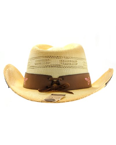NYFASHION101 2-Toned Cowboy/Cowgirl Paper Woven Hat w/ Elegant Design Band, S/M