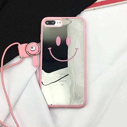 iPhone 7 Plus Case, Mirror Phone case Shockproof Electroplate Frame Ultra Slim Coated Surface Excellent Grip Case for iPhone 7 Plus + Phone Hanging Neck Rope (Red)