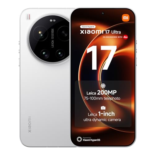 XIAOMI 17 Ultra, smartphone 16+1024 GB, Leica 200MP 75–100mm telephoto, LOFIC HDR technology, HyperAI, white, manufacturer warranty 2 years + 1 year extra, charger not included,Unlocked