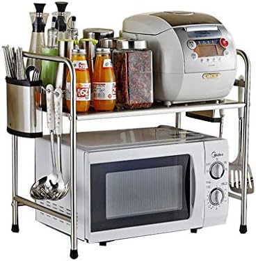 Home & Kitchen/Storage & Organization/Kitchen Shelf Silver Shelf Kitchen Organizer Single Layer Stainless Steel Microwave Oven Rack Kitchen Counter And Cabinet Shelf