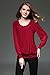 C2U Women Scoop Neck Pleated Front Long Sleeve Fitted Blouse Tops,Medium,Wine Red