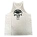 GZXISI Mens Skull Print Stringer Bodybuilding Gym Tank Tops Workout Fitness Vest (White, Medium)