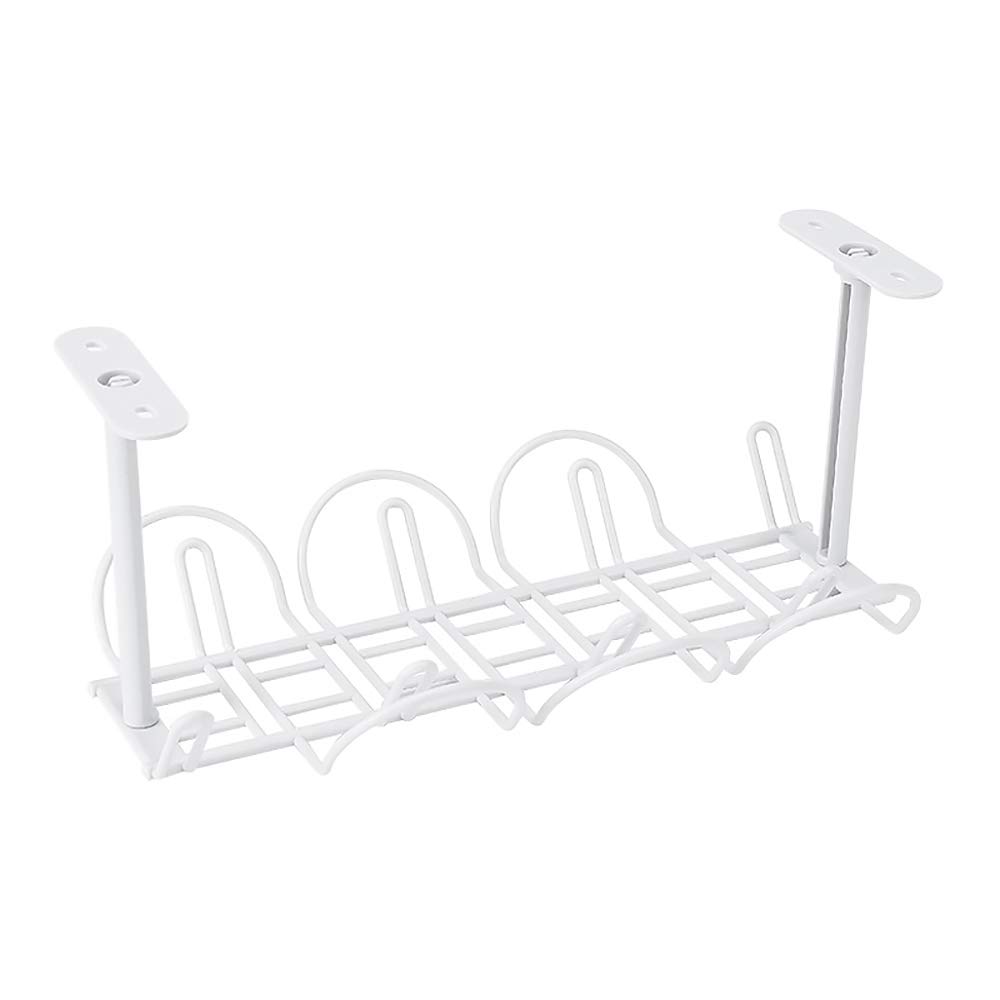Cable Management Tray Under Desk Cable Organizer Plastic Wire Cable Tray for Desks Offices and Kitchens (White)