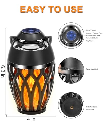 Vanten 2 Packs Outdoor Bluetooth Speakers, Bluetooth 5.0 Led Flame Speaker, IPX5 Waterproof Flame Torch Atmosphere Speaker, Flame Lamp, Gifts for Men Women, Decorations for Party Garden Patio