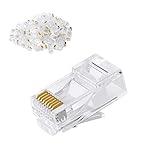 Cat6 RJ45 Ends, CableCreation 100-PACK Cat6 Connector, Cat6 / Cat5e RJ45 Connector, Ethernet Cable Crimp Connectors UTP Network Plug for Solid Wire and Standard Cable, Transparent