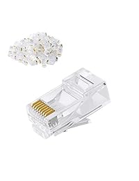 CableCreation - Conector RJ45 (cat. 5e, Cat6, Cat6a, Cat7, conectores RJ45, conectores UTP FTP RJ45, conector pasante, para cable sólido y cable estándar), transparente