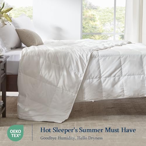 Globon Summer Down Comforter King Size, Extra Lightweight Blanket/Duvet Insert for Hot Sleepers, Noiseless & Extra Soft,106x90 inches,White