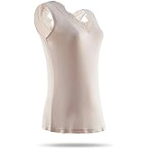 SilRiver Womens Silk Wide Straps Camisole V - Neck Cami Tank Top Stretch Undershirts Eyelash Laced Vest