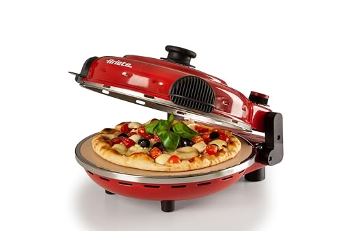 Ariete Pizzaofen 919, 4-Minuten-Pizza, Pizzaofen mit 5 Garstufen, Feuerfeste Platte zum Wiederaufwärmen, Holzbrettchen im Lieferumfang Enthalten, Max. Temperatur 400°C, 1200W, Rot 10