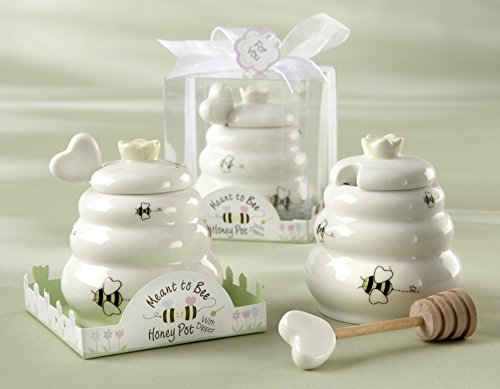 Meant to Bee Ceramic Honey Pot with Wooden Dipper