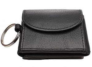 Image of Josephine Osthoff Men's LEATHER Mini Jeans Wallet - Black - with Keychain small Purse