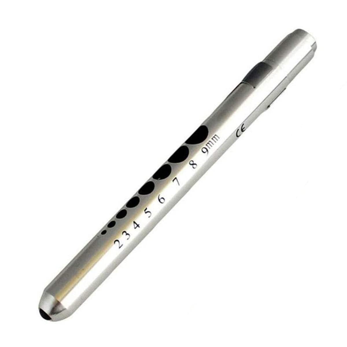 Diagnostic Medical Penlight Pen Torch Reusable LED Pen Light Medical Penlight with Pupil Gauge Flashlight Doctor Nurse EMT Emergency Torch Silver