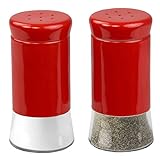 Home Basics Essence Collection Salt and Pepper Shaker Set, Red