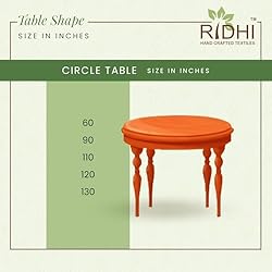 Ridhi Taupe Jal 100% Cotton Round 90 Tablecloth