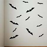 13 Bats Decals Stickers Halloween Removable Bat Wall Art Peel And Stick, Black