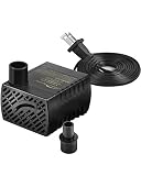 Simple Deluxe 80 GPH Submersible Pump with Adjustable Intake & 6' Waterproof Cord for Hydroponics, Aquaponics, Fountains, Ponds, Statuary, Aquariums & More, 1 Year Warranty