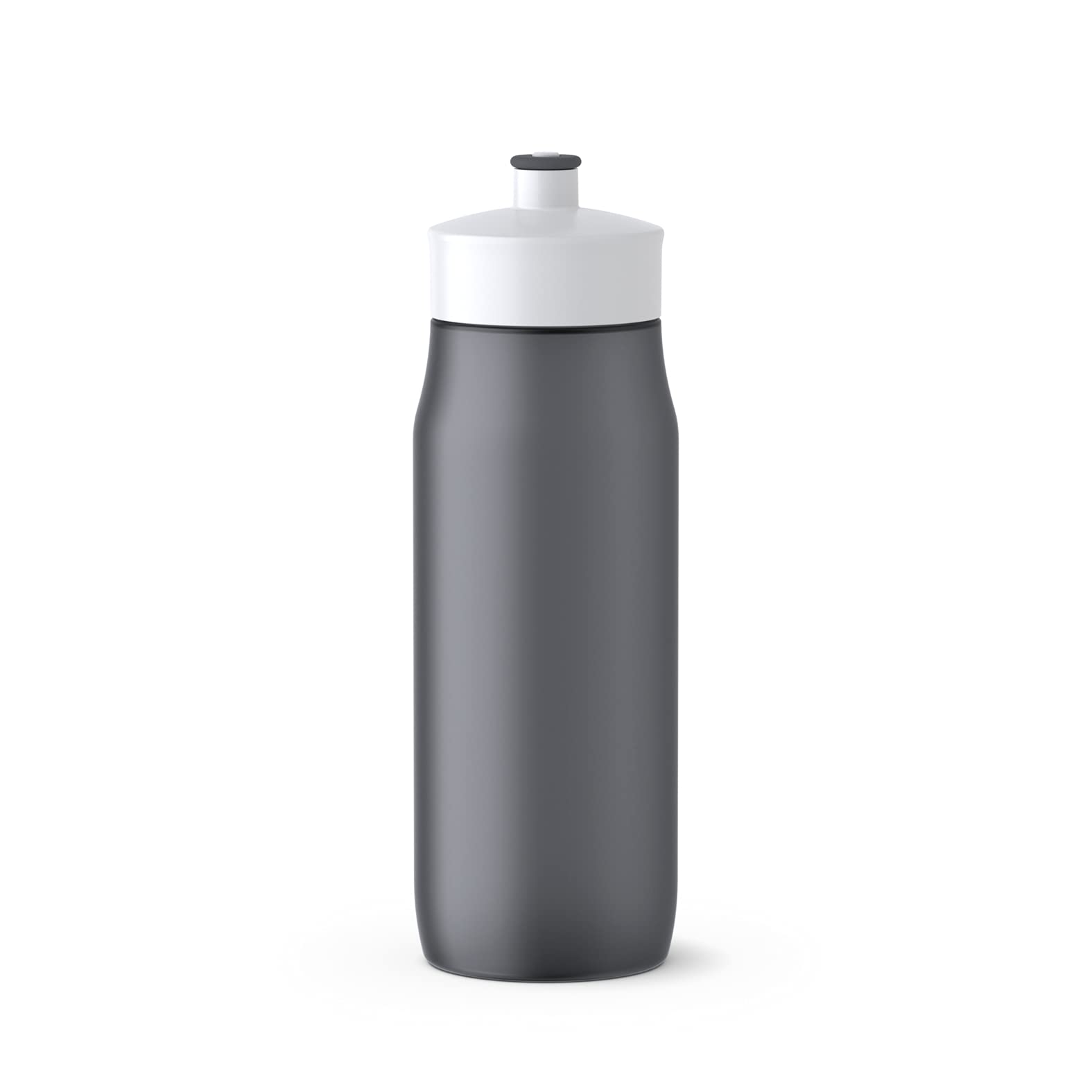 Emsa 518086 Squeeze Sports Water Bottle, 0.6 Litre Capacity, BPA-Free, 100% Leak-Proof and Dishwasher Safe, Robust and Stylish, Anthracite/White, 6.5 x 6.5 x 21.9 cm