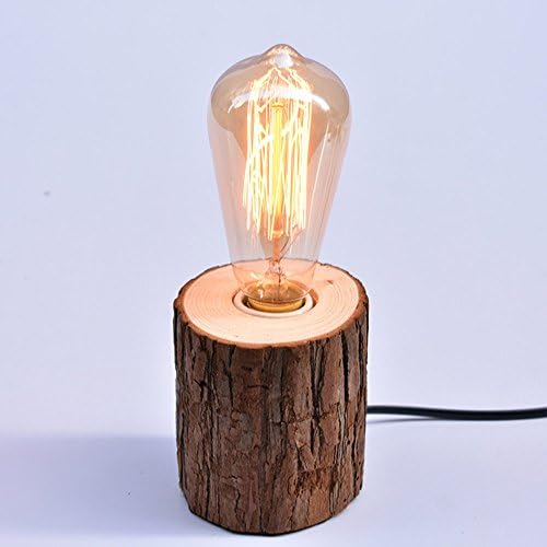 CGJDZMD Creative Wood Stump Desk Lamp Universal E27 Edison Wood Base Table Lamp Restaurant Coffee Extract Bar Decoration Table Light Bedroom Bedside Desktop Night Light Gift