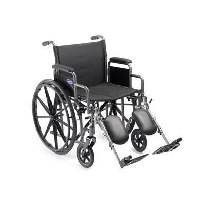 Self Transport Folding Wheelchair with Footrests, Solid Castors and Large Rolling Rear Wheels.