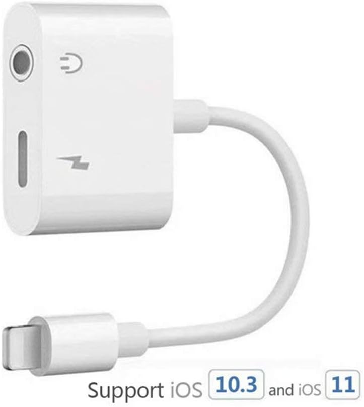 Headphone Adapter for iPhone X/XS/XS MAX/XR/8/ 8Plus/ 7/7 Plus Headset Adaptor Splitter Earphone Connector Convertor 2 in 1 Mini Accessories Cables Call Charge Music Wire Control iOS System.