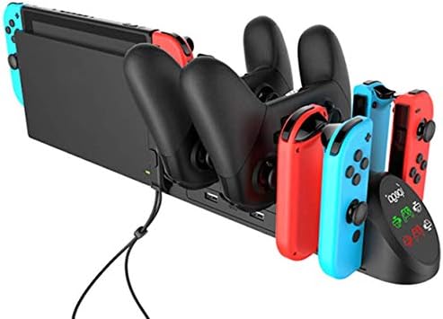 最新型 Nintendo Switch 充電スタンド Joy Con 4台ジョイコン 2台プロコン 同時充電可能 ニンテンドースイッチ Pro ゲームパッド充電 Joyconハンドルリストストラップソケット
