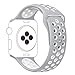 Aokon Apple Watch Band 42mm, Soft Silicone Replacement Wrist Strap for Apple Watch Series 2, Series 1, Nike+, M/L Size (42MM, Silver / White)