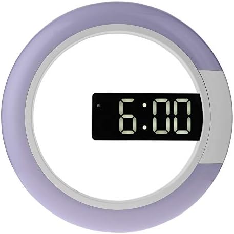 LED Mirror Clock Remote Control Digital Wall Clock Round Hollow Wall Clock Creative Clock with Alarm Clock Temperature Ring Light Multicolor Switch,White