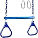 Swing Set Stuff Inc. Trapeze Bar with Rings and Coated Chain with SSS Logo Sticker, Blue
