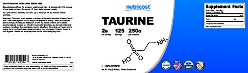 Nutricost Taurine Powder 250 Grams - 125 Servings, 2000mg Per Serving