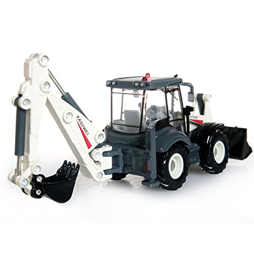 Lcyyo@ KAIDIWEI 1:50 High Simulation Alloy Excavator Two-way Forklift Bulldozer Back Hoe Loader Shovel Diecast Model Gift Toys for Kids (White)