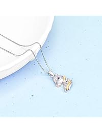 YFN Sterling Silver Unicorn Two-Tone Pendant Necklace Stud Earrings Ankle Bracelet for Women Or Girls