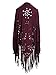 Choies Women's Coffee/Burgundy Suedette Laser Cut Fringed Cape Coat Shawl Wrap Scarf