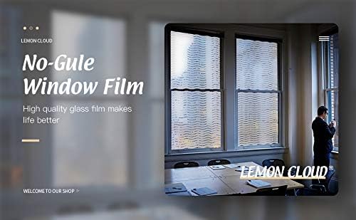 LEMON CLOUD Window Film Privacy Frosted Self Adhesive Window Sticker No Glue Static Cling Opaque Glass Film UV Protection Wave Patten 90x200cm - Image 4