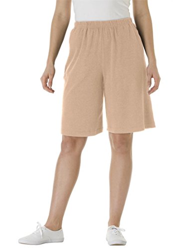 Women's Plus Size Shorts In 7-Day Knit New Khaki,2X
