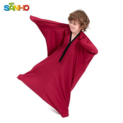 SANHO Dynamic Movement Sensory Body Sock - Updated Version , Wine red (Small)