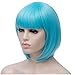 Short Bob Wigs Blue Wig for Women with Bangs Straight Synthetic Wig Natural As Real Hair 12''with Wig Cap BU027BL