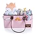 Farber Baby Diaper Caddy Organizer | Large Baby Diaper Organizer Portable Storage Basket for Baby Needs | Nursery Changing Table Storage Bin and Car Organizer for Diapers and Baby Wipes (Pink)