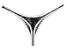 Jaxu Men's Bordered Mesh Striped Thong Underwear Black X-Large