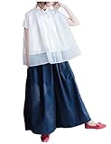Q36 Women Lovely Crop Tops Blouse Shirt 100% Cotton Casual Loose Fit 'A' Skirt