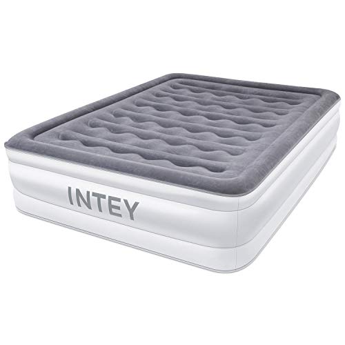INTEY Air Mattress, Air Bed with Comfort Coil Technology & Built-in Electric Pump, Inflatable Camping Mattress Bed, Soft Flocking Layer, Equipped with Storage Bag, Inflate Size:80 x 60 x 22”