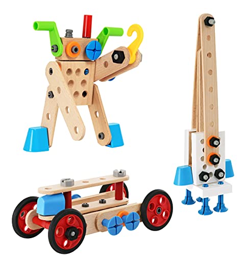 Brio Builder 34587 - Builder Construction Set - 136-Piece Construction Set STEM Toy with Wood and Plastic Pieces for Kids Age 3 and Up