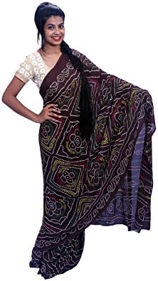 Rajasthani Coffee Brown Color MOSS Bandhani Bandhej Chunri Sari