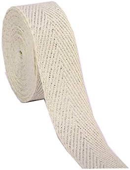 VVFi 50Yards Cotton Twill Tape for Sewing and Do it Yourself Projcts in Variety of Colors and Size (Beige+Silver line, 1")