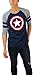 Marvel Mens Captain America Distressed Shield Varsity Football 3/4 Sleeve Raglan (Medium, Navy)