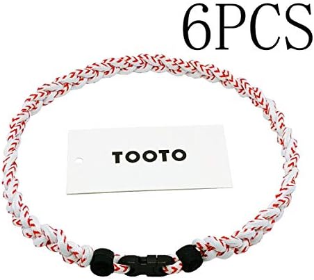 TOOTO Pack of 6 Sport Style Tornado Titanium Necklace Three Colors Braided Rope Baseball Necklace-20 Length