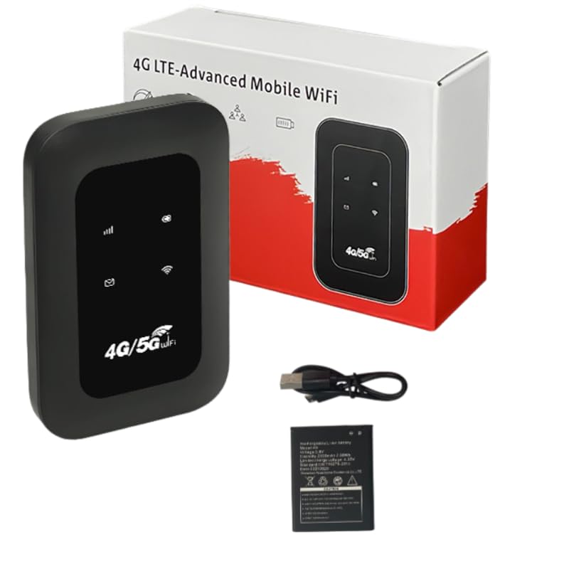 Pocket Wi-Fi, 4G, Portable WiFi, 2025 Model, Mobile Wi-Fi Settings and Contract Not Required, Compatible with All Carriers, High Speed, Stable Signal, Color Screen, 2,100 mAh, Long Lasting Battery