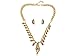 Golden Tone Cascade Chain Tribal Crystal Leopard Cheetah Cat Earring Necklace Set